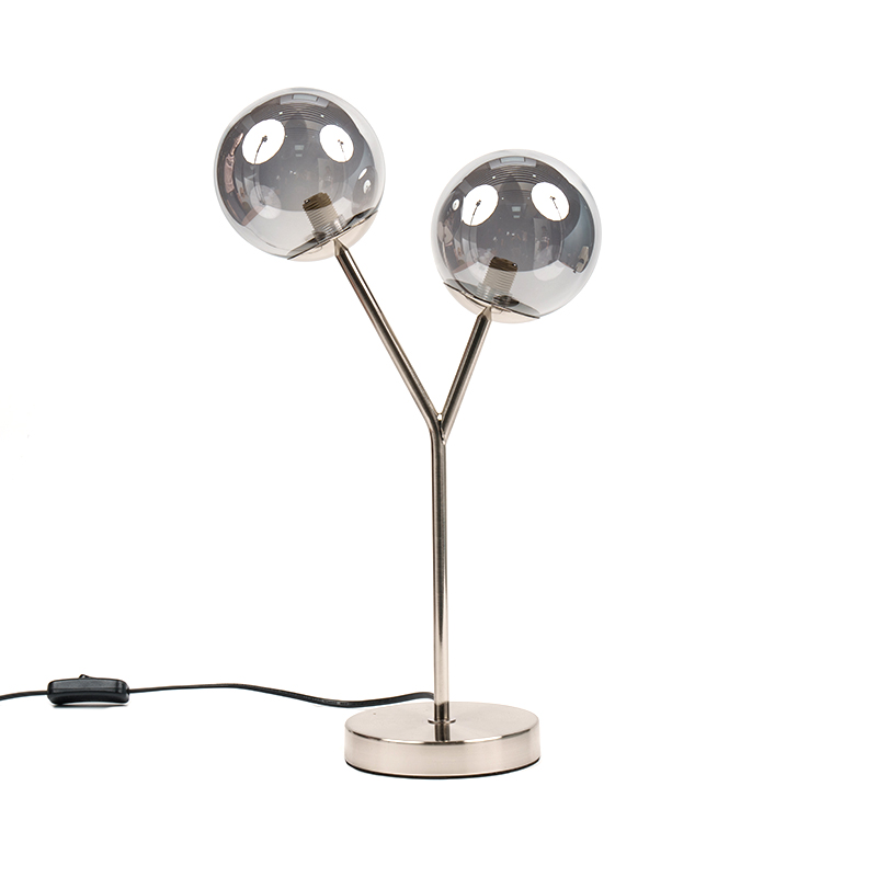 Dvoglava sferna staklena stolna svjetiljka